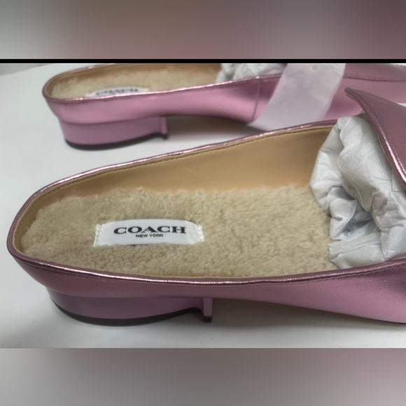 Coach Irene Shearling Metalic Pink Mules size 9 - Picture 5 of 12